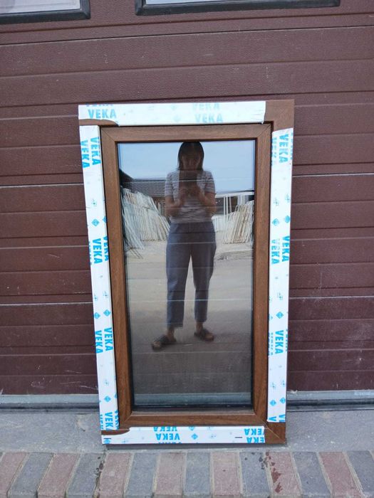 Nowe okno orzech 74x131 pcv brąz okna pcv DOWÓZ CAŁY KRAJ