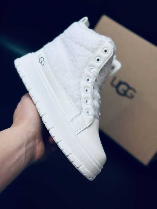 Кроссовки кеды сникерсы UGG / кожаные белые ботинки ugg/ угги ботінки