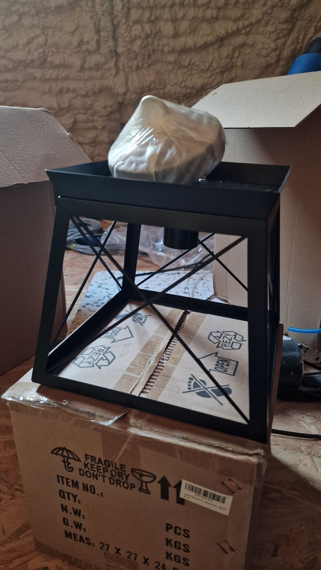 Lampa Rustykalna GANEED żyrandol latarnia lekka metalowa czarna E27