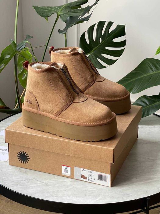 Женские ботинки UGG Neumel Platform Zip Slipper 36-41 Натур Овчина!