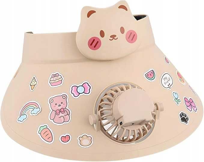 Czapka z daszkiem wiatrak kapelusz USB chroniąca przed słońcem Lekka