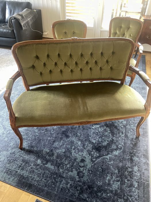 Komplet w stylu ludwik  sofa i dwa krzesła