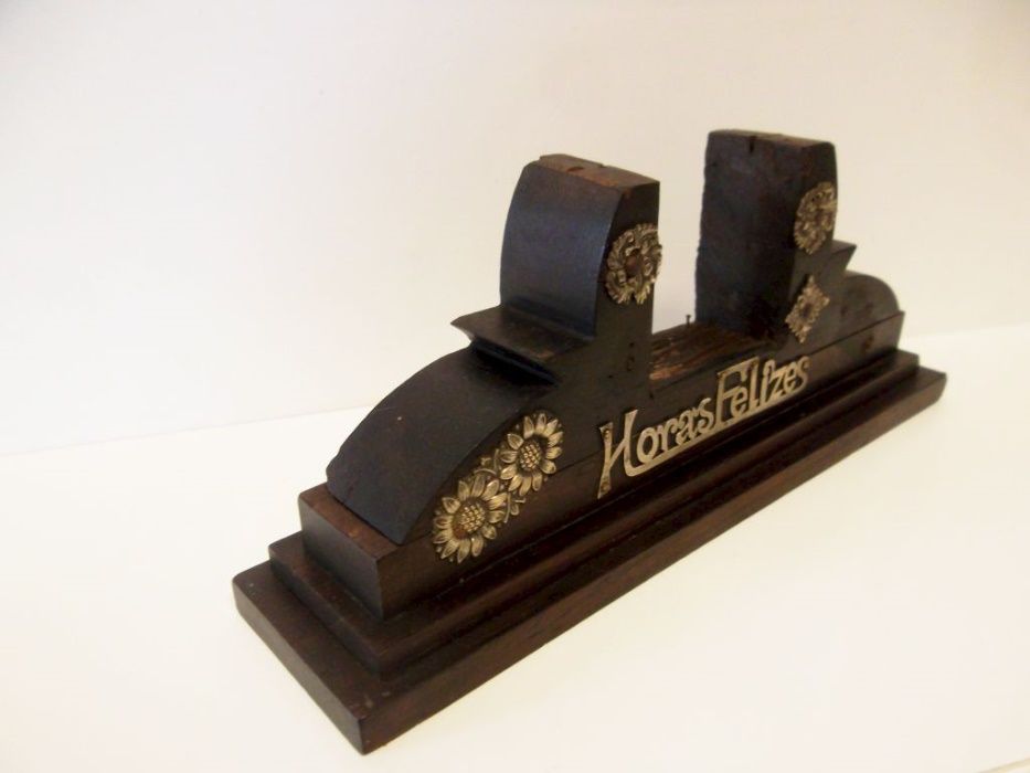 para restauro: antigo supporte de relógio de mesa em pau santo+prata