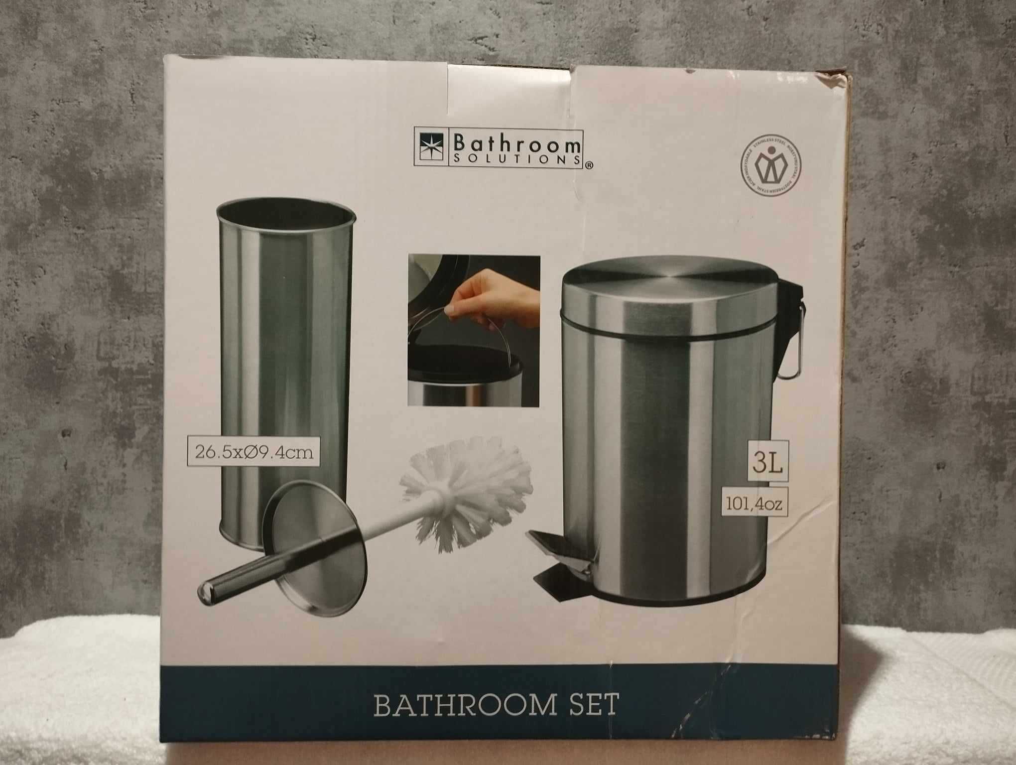 Bathroom Solutions Komplet łazienkowy kosz + szczotka
