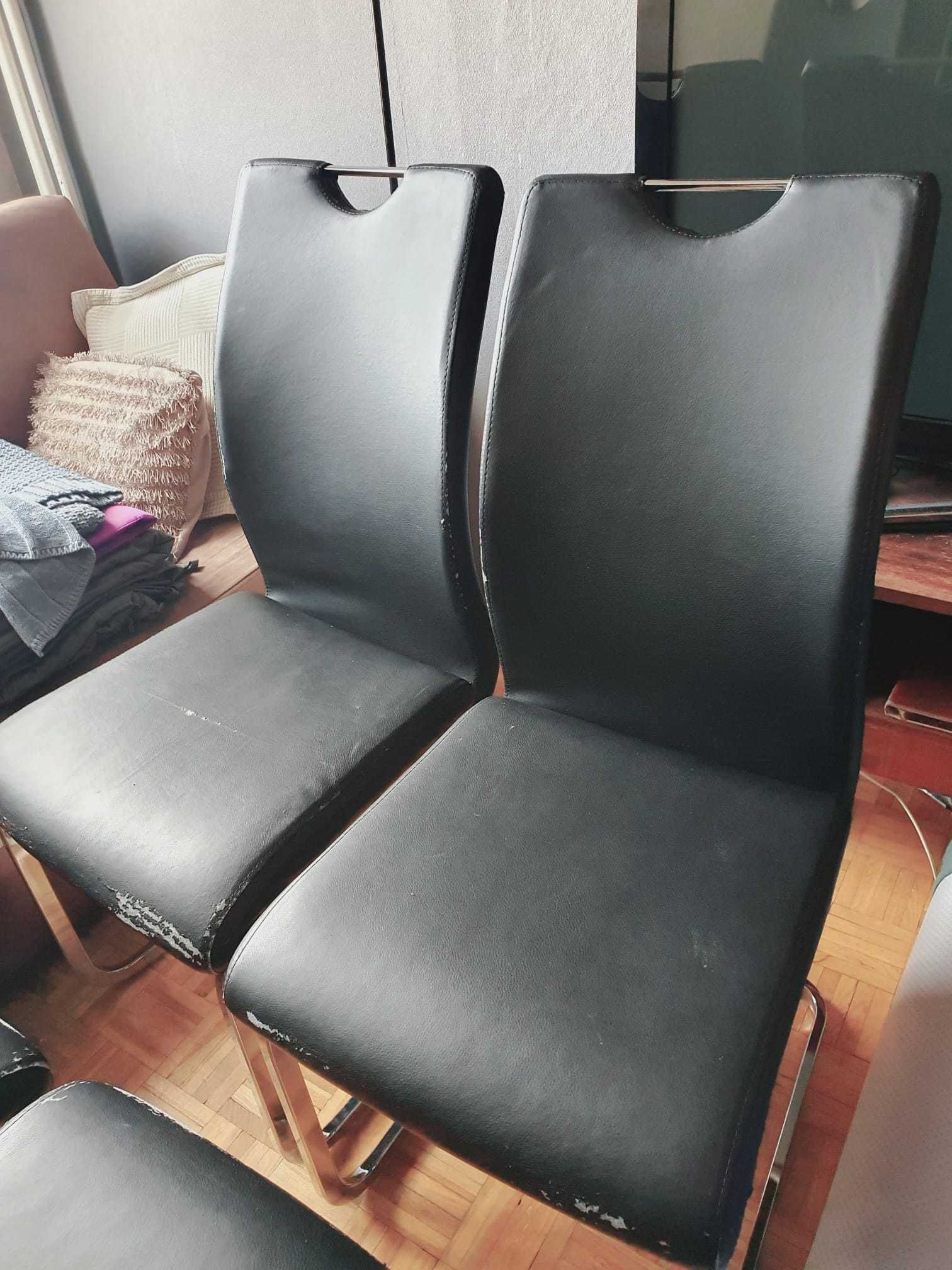 DOBRY STAN Krzesła,krzesło czarne,BATIK,Agata Meble,na płozie, 4 szt