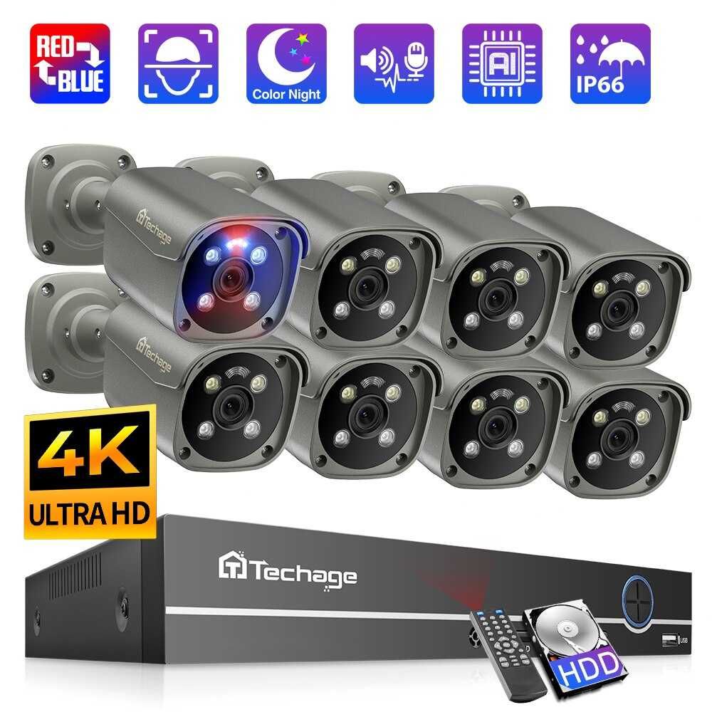 Kit Vigilância POE 8 Câmaras 8MP • Resolução 4K • IP67 • Visão Noturna