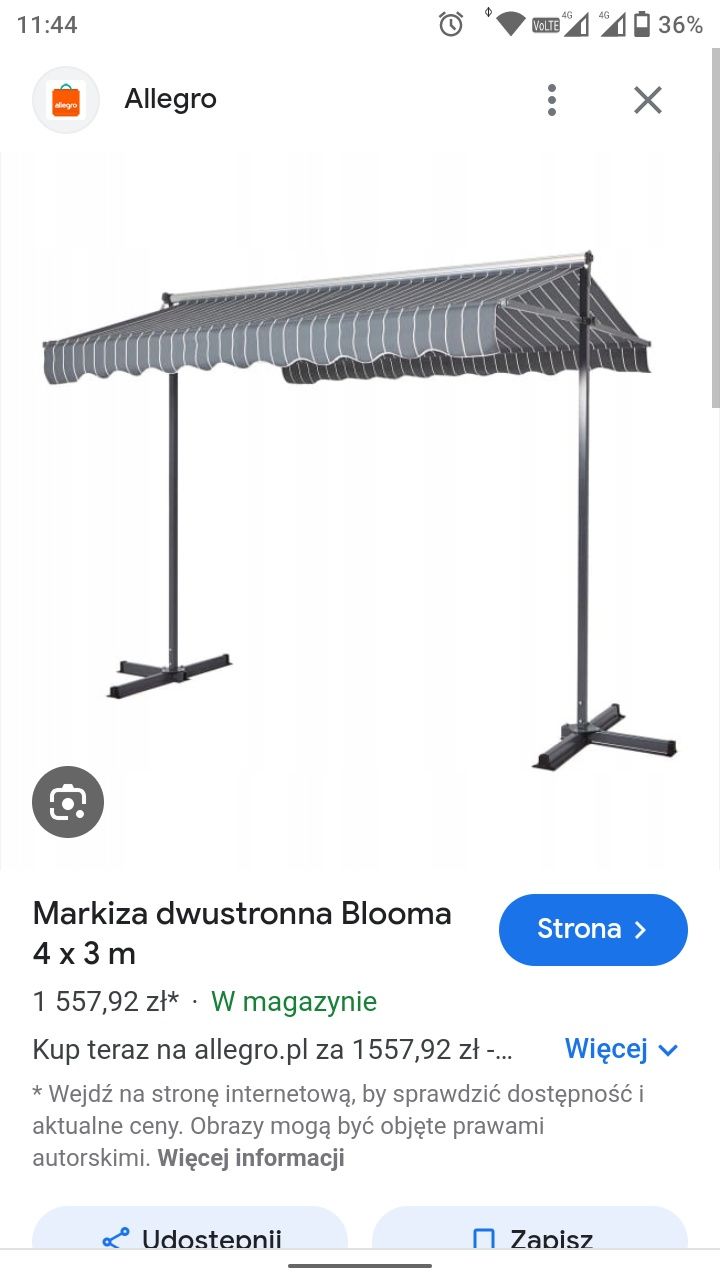 Markiza dwustronna blooma 4x3m