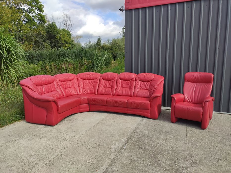 Narożnik skórzany (rogówka)+fotel- skóra naturalna! Super stan! Okazja