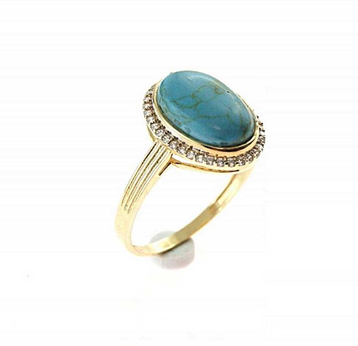 ZŁOTY Pierścionek Turkus ZŁOTO p.585 r.18 CUDO