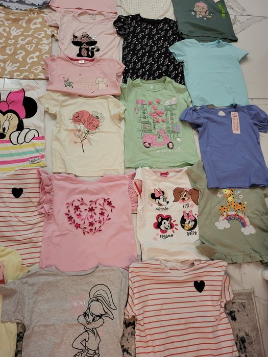 Zestaw/Koszulki krótki rękaw dla dziewczynki roz 129/134