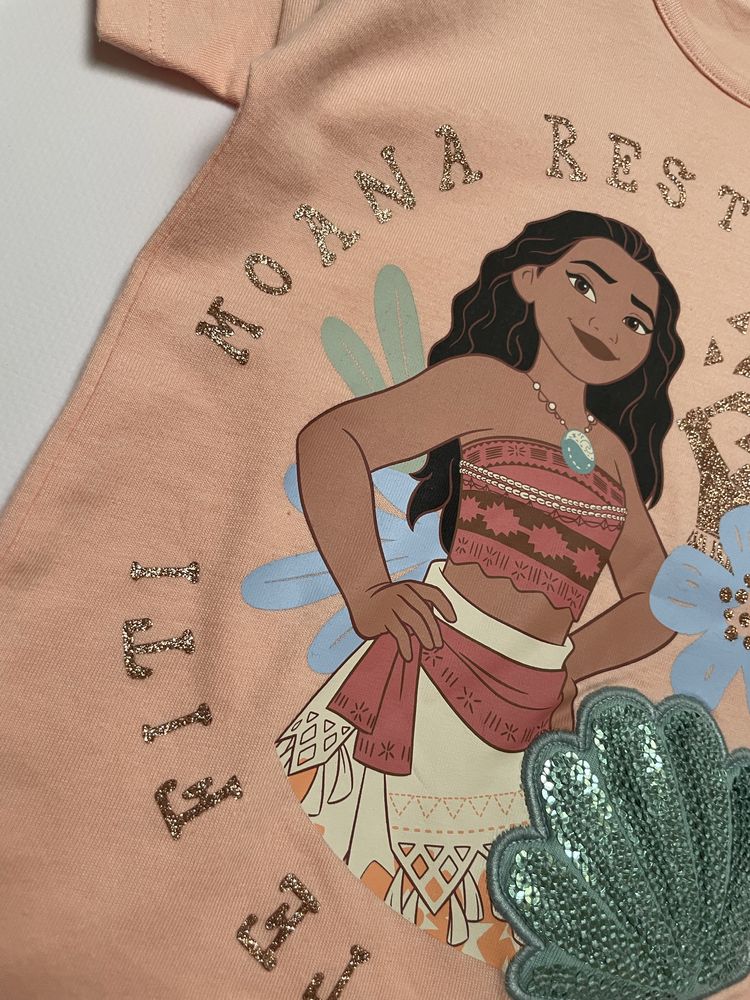 92 98 George Disney Moana tshirt koszulka z cekinami brokatowy nadruk