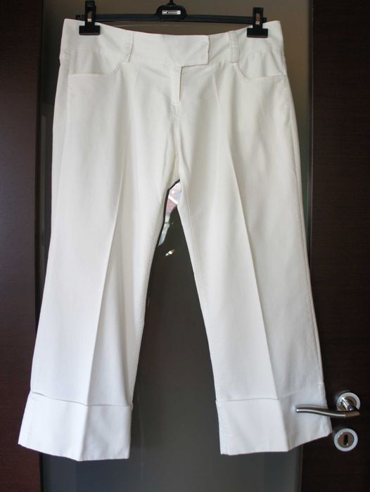 eleganckie spodnie damskie capri z mankietem rybaczki bermudy 42 / XL