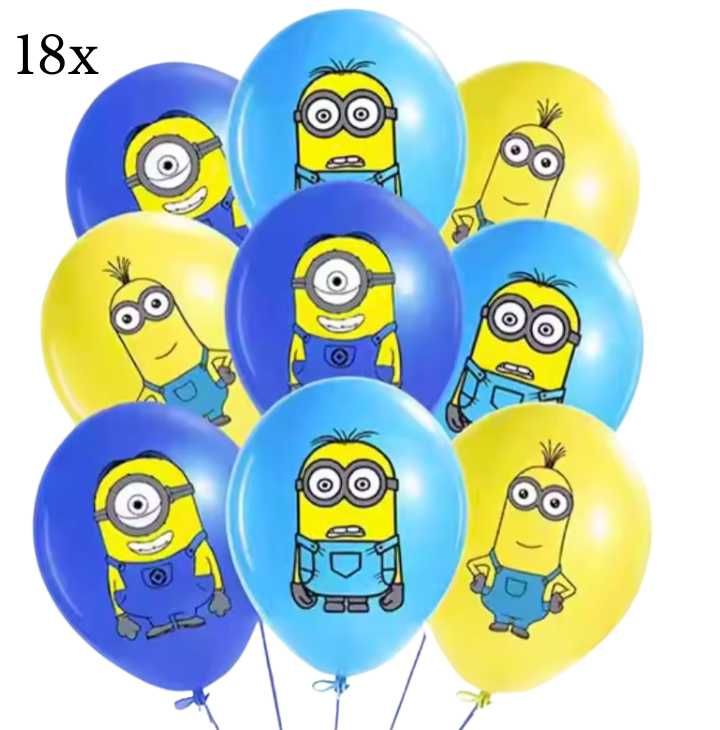 Balony lateksowe Minionki Gru Dru Kevin Stuart Dave urodziny 18 szt.