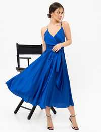 Продам недорого синю шовкову сукню із зав'язкою