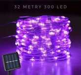 Fioletowe lampki ogrodowe solarne 300 led 32 metry ledowe ogrodowe