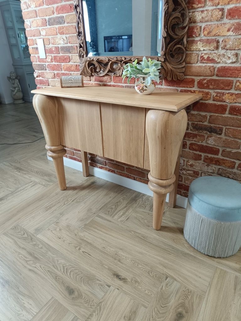 Konsola dębo lity dąb nogi toczone