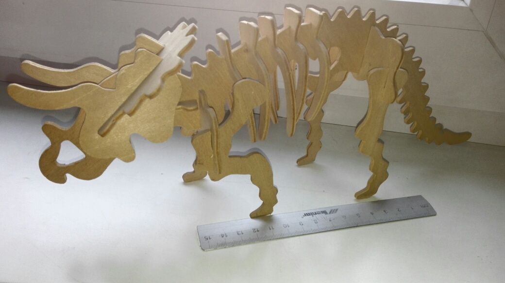 Puzzle 3D Triceratops Drewno