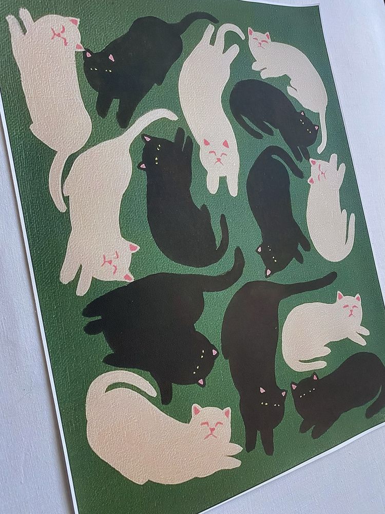 Gobelin na płótnie/Obrazek/Cute Couple Cat Art/Abstraction