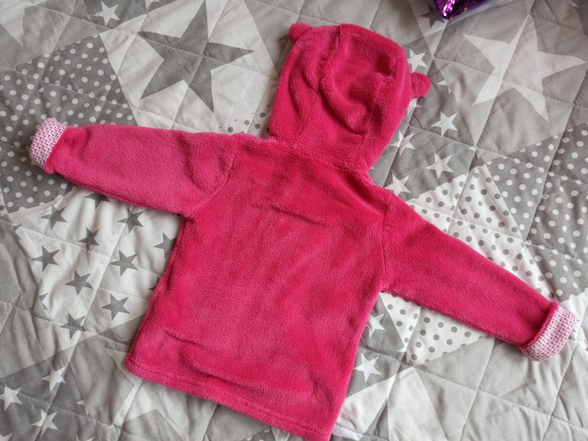 Bluza pluszowa z uszami Lidl rozm. 74/80 fuksja