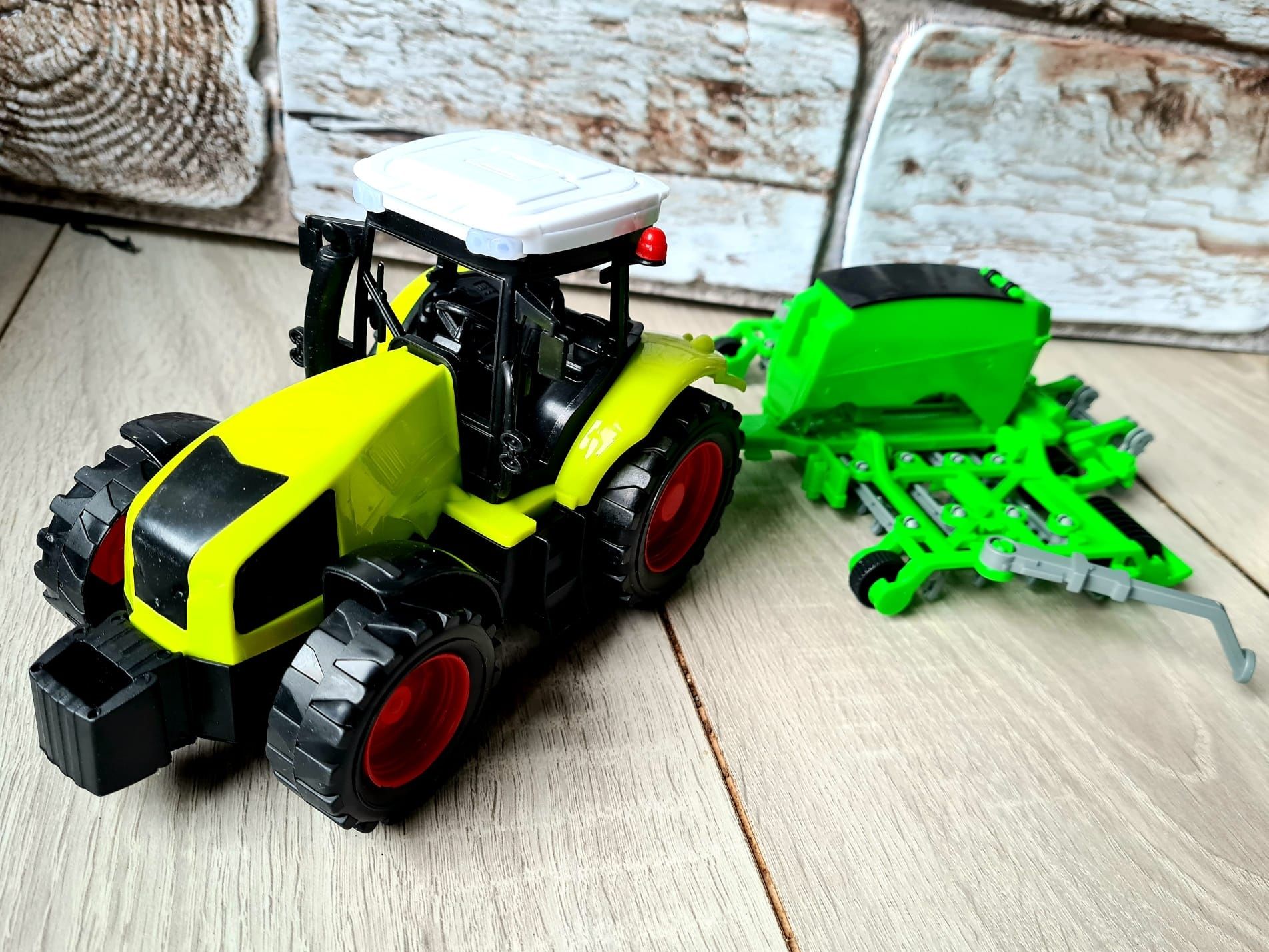 Duży Traktor zabawka dla dzieci z maszyną rolniczą zielony nowy