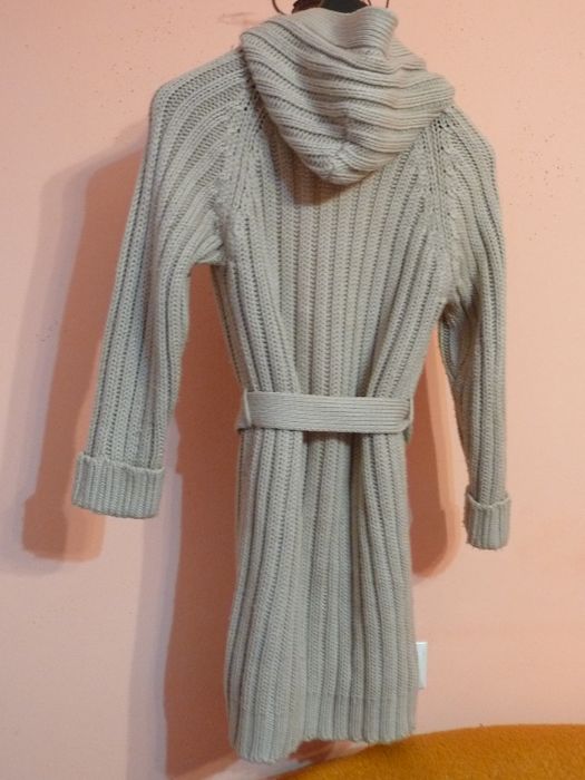 Długi sweter kardigan wełniany damski