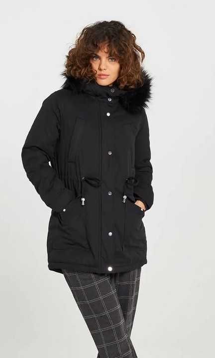 Czarny płaszczyk parka Terranova XS, stan idealny