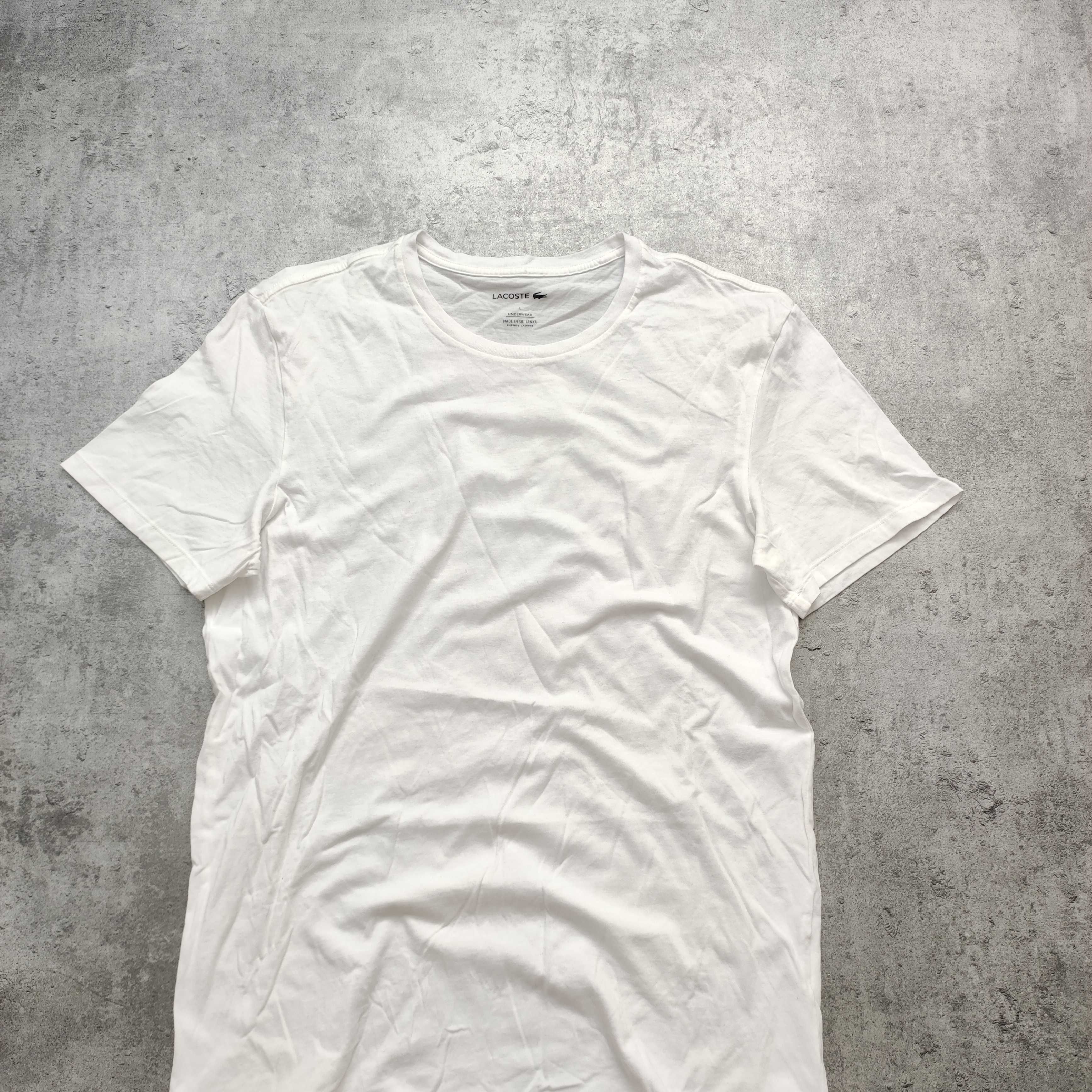 MĘSKA Koszulka Bawełna Basic Podkoszulek Slim Lacoste Biała PREMIUM