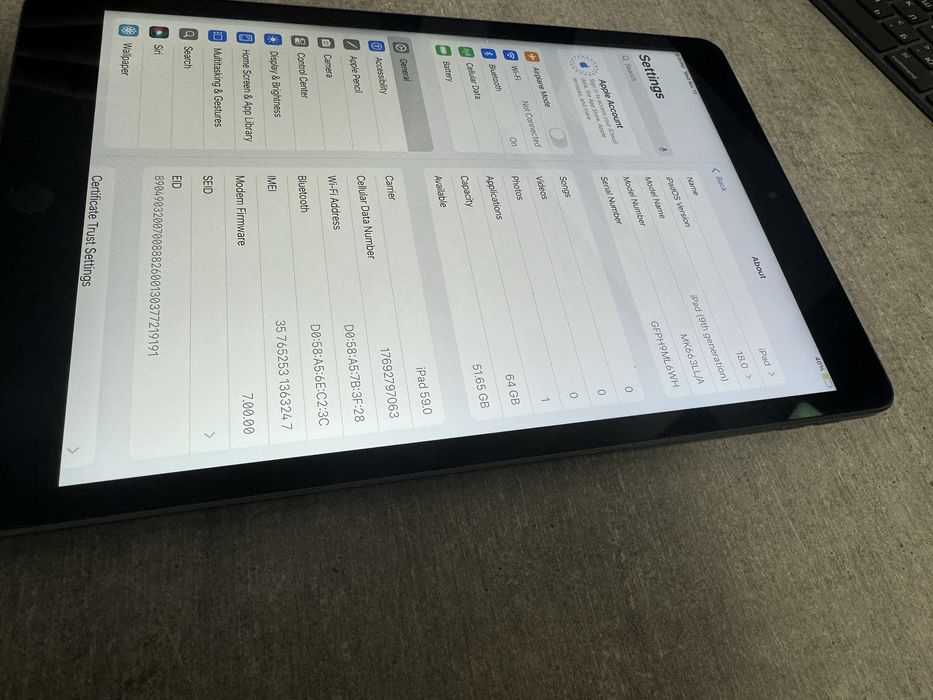 iPad 9 покол. 2021р. 64GB. Space Grey. LTE. Сім карта. 100% батарея