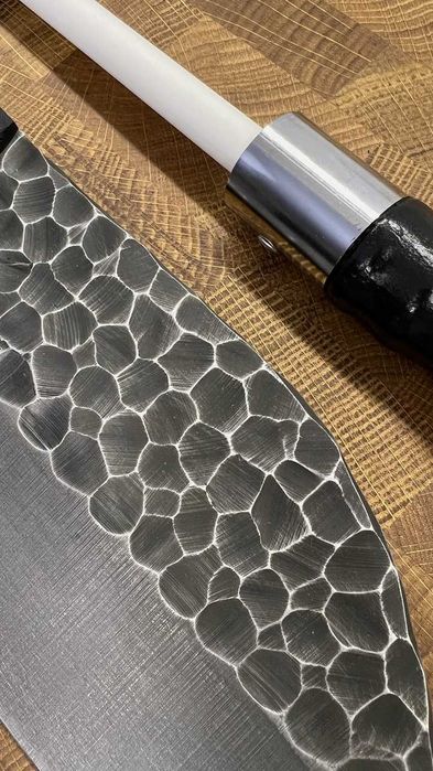 Торцева дошка дуб з тяпкою Серб+ мусат DS34 Торцевая разделочная доска