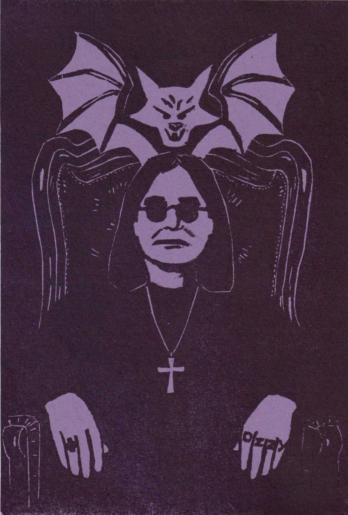 Grafika - Ozzy Osbourne, linoryt