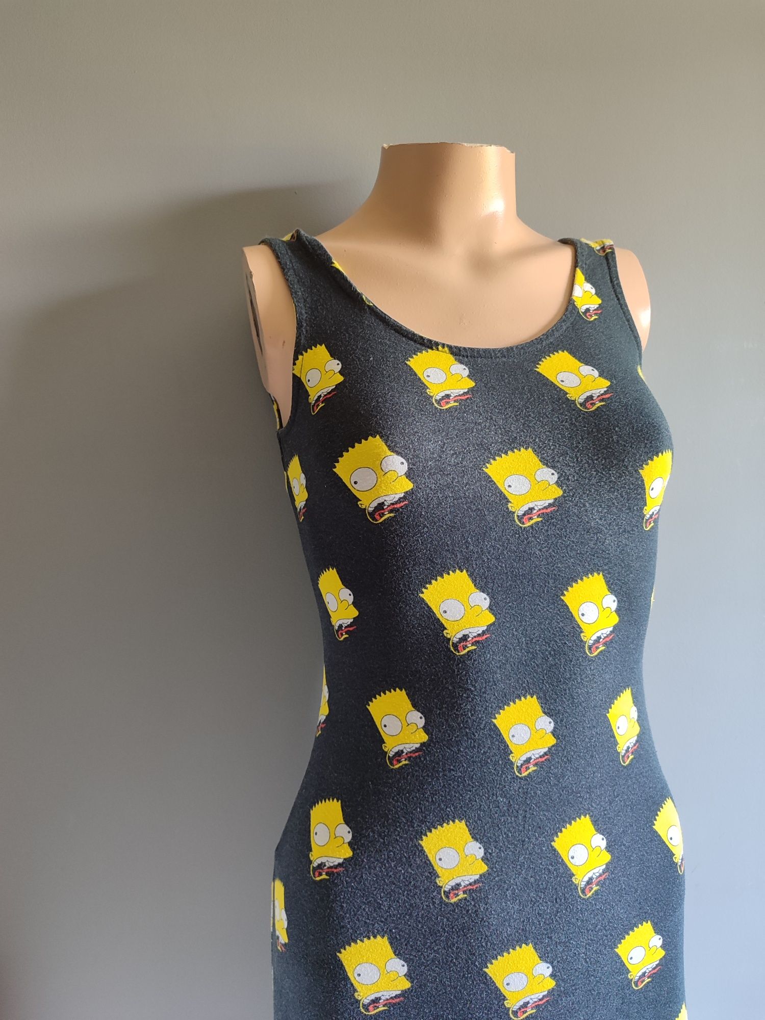 Ołówkowa obcisła sukienka na lato XS 34 Simpsonowie