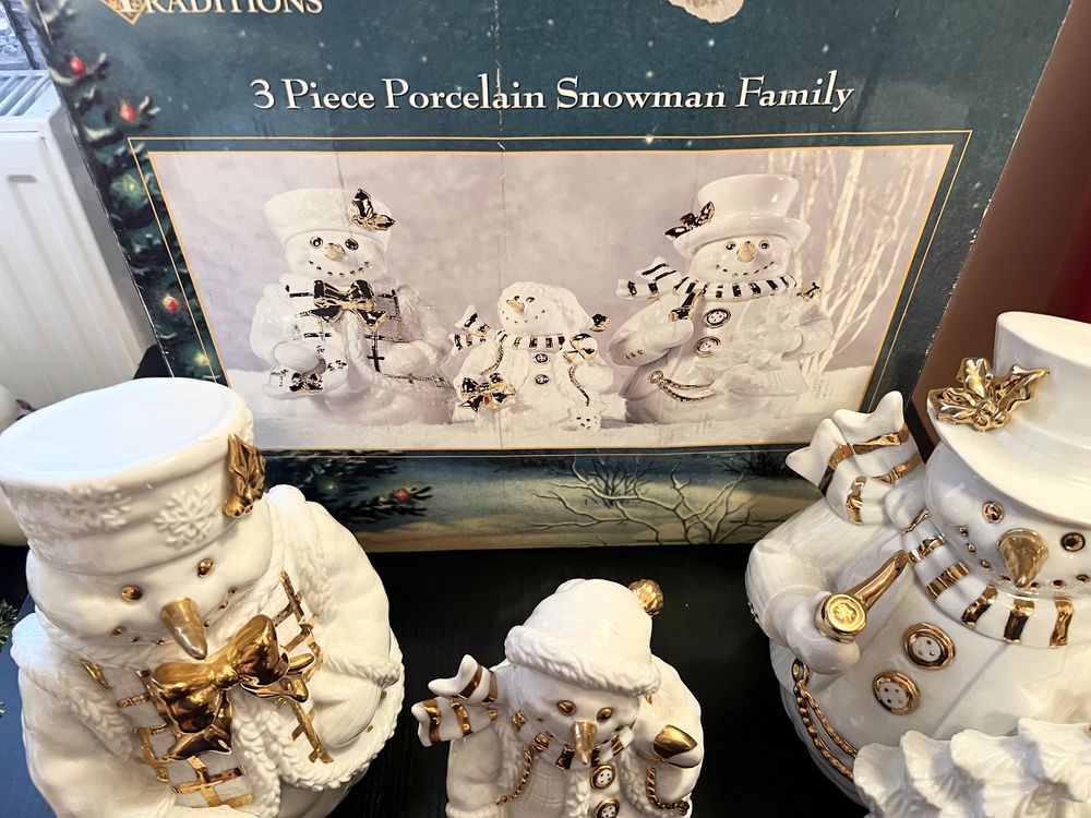 Rodzina Bałwanów porcelana ręcznie malowana DUŻE