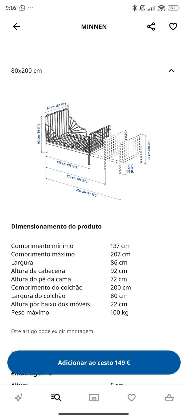 Cama extensível MINNEN IKEA