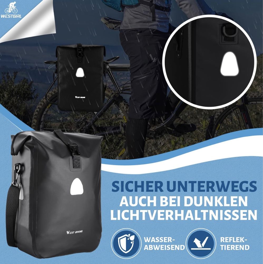 Nowa WESTGIRL torba, sakwa rowerowa, 2w1, wodoodporna, 18l, lekka!