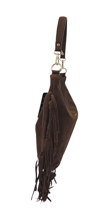 Torebka boho na ramię zamsz brąz czekolada