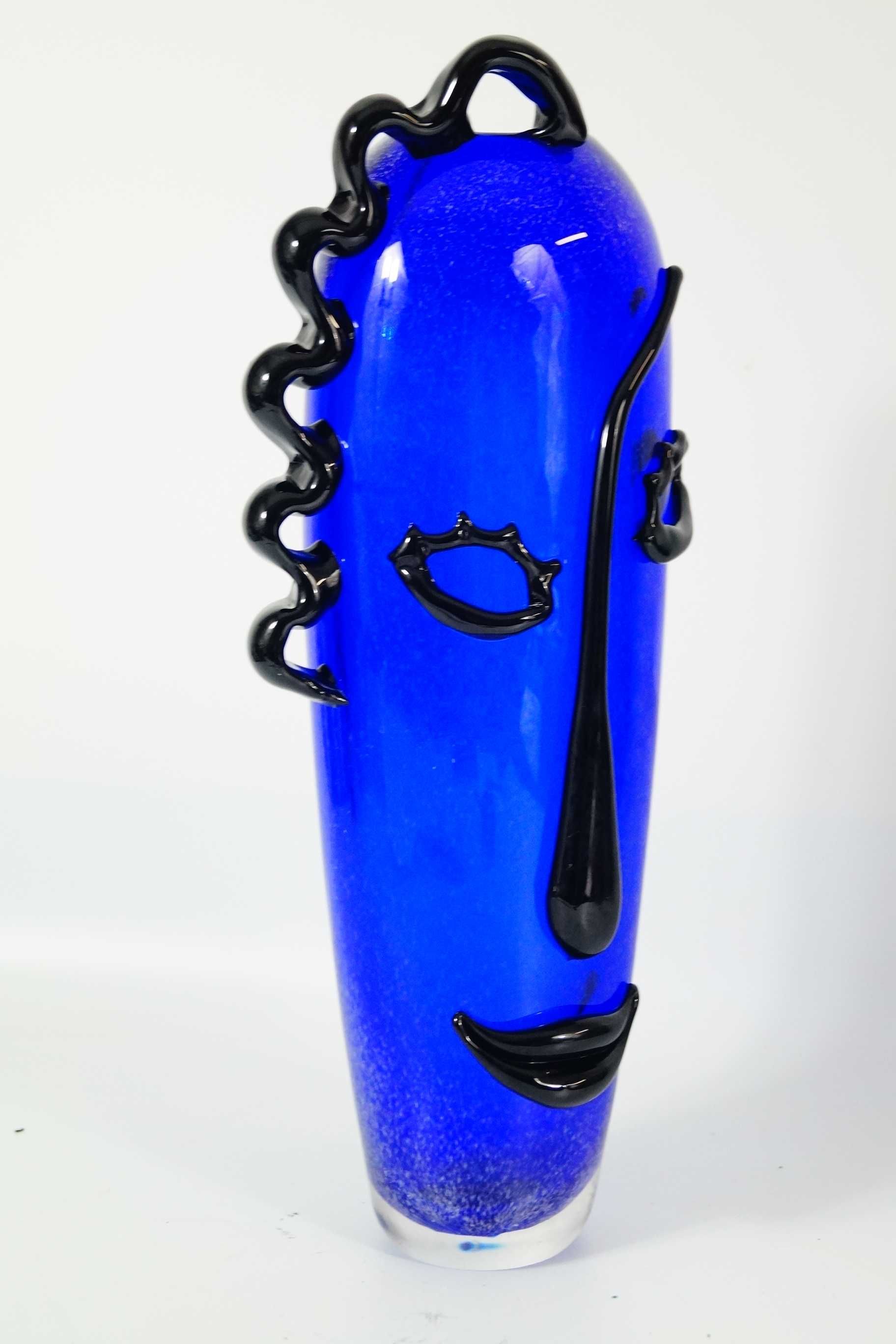 Szkło Murano style WAZON twarz DESIGN niebieski
