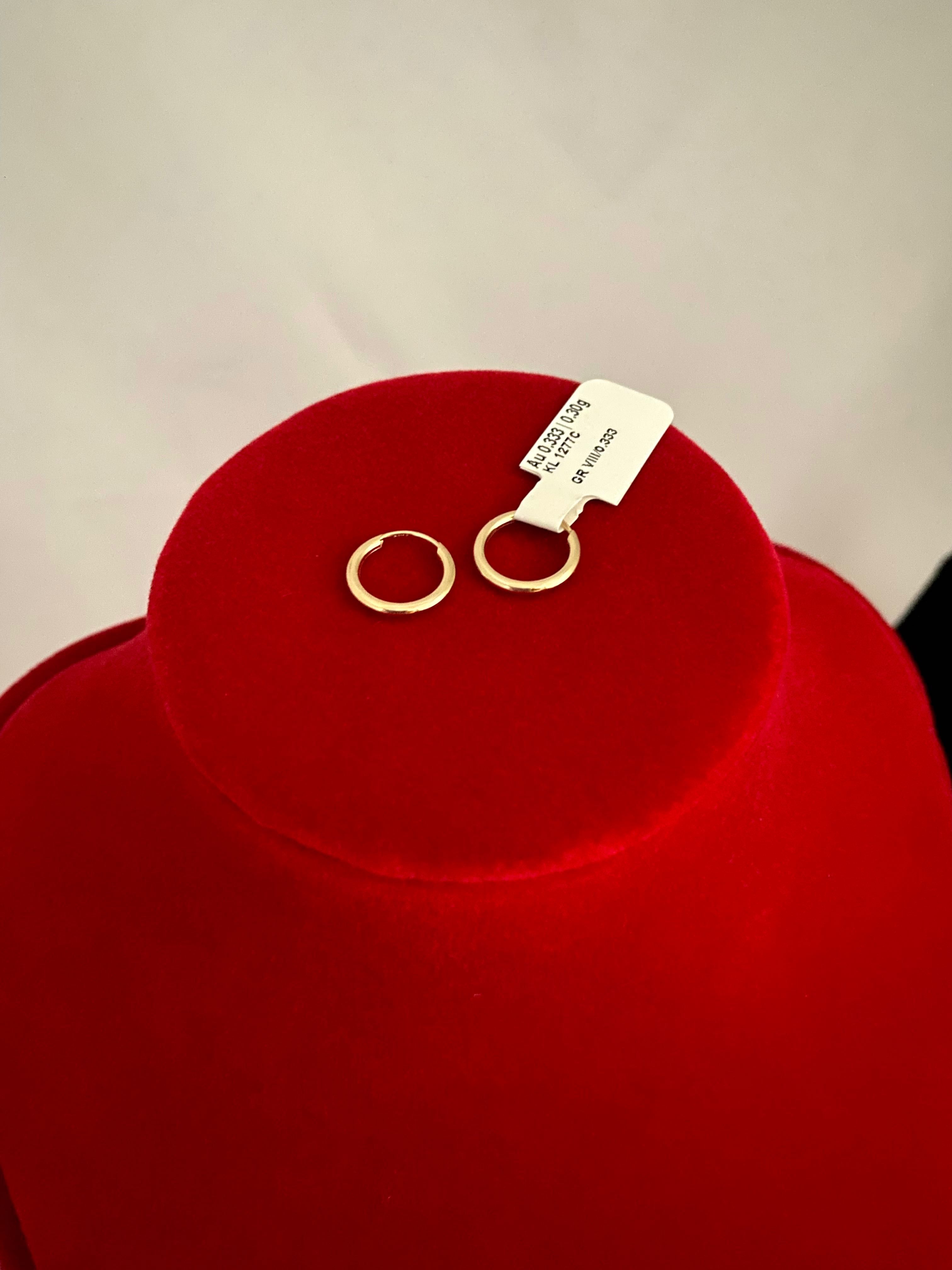 Nowe Małe złote kolczyki szarniry koła kółeczka 12mm próba 585. Sklep