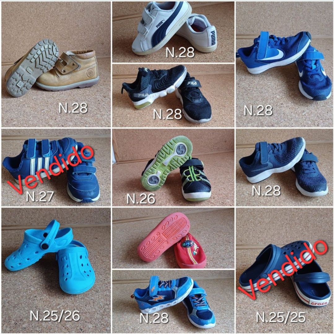 Calçado de criança, Sapatilhas /botas/sandálias, crocs.