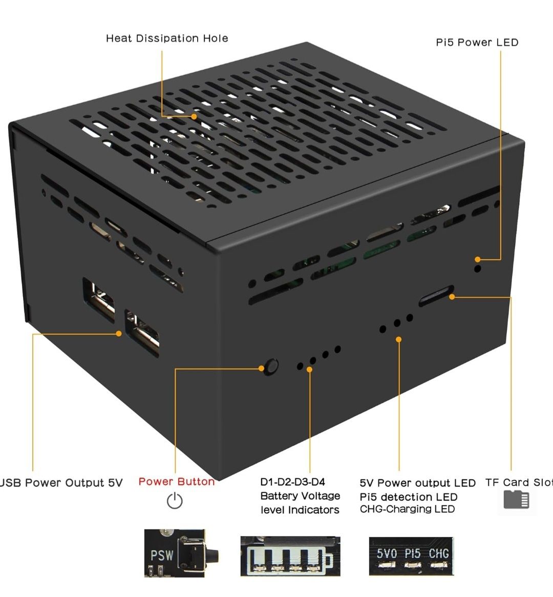 Geekworm X1202-C1 metalowa obudowa do Raspberry Pi5 & X1202 UPS Shield