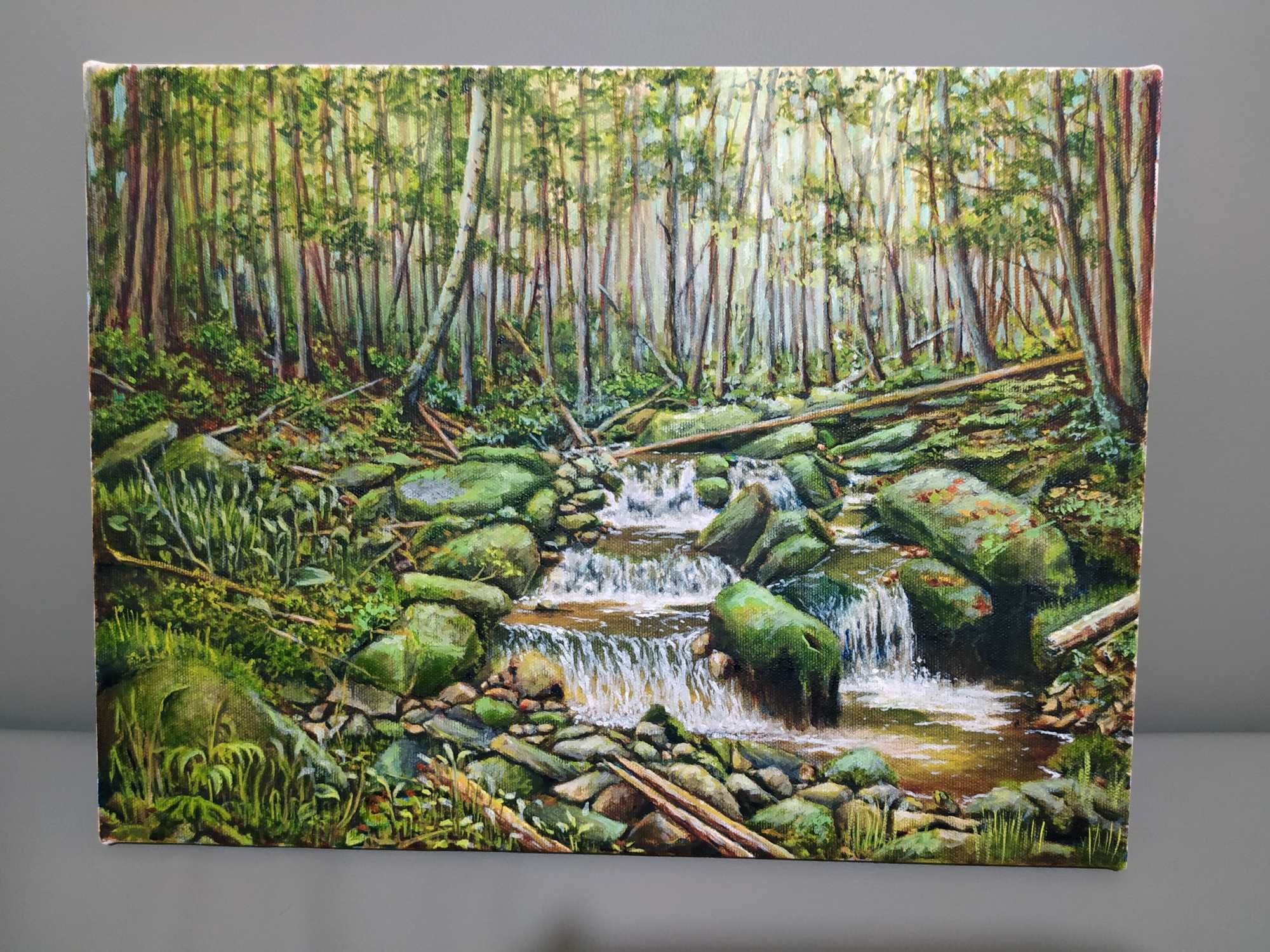 Картина Лес, водопад, 30х40 см. масло. 2023 г. М.Саврасов.