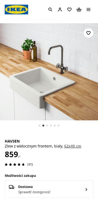 Zlew Ikea Havsen z widocznym frontem