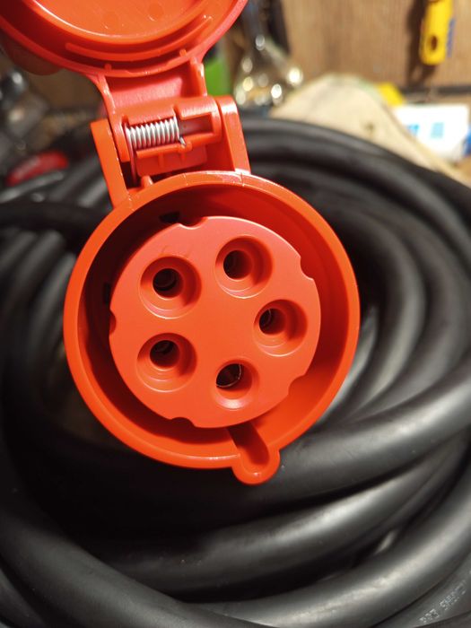 przedłużacz budowlany siłowy 32A 5x6  guma 15m