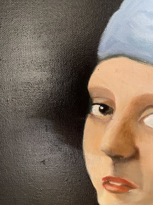 Pintura feita em casa. Muito bonita. Vamos mudar de casa.