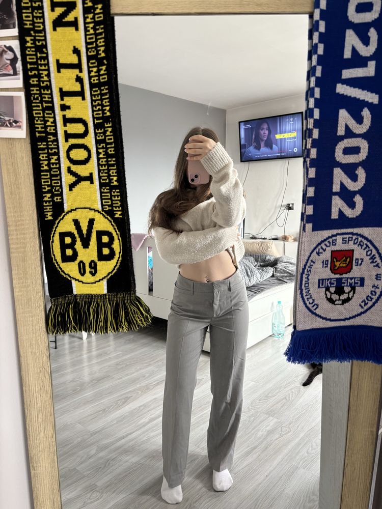spodnie garniturowe szare