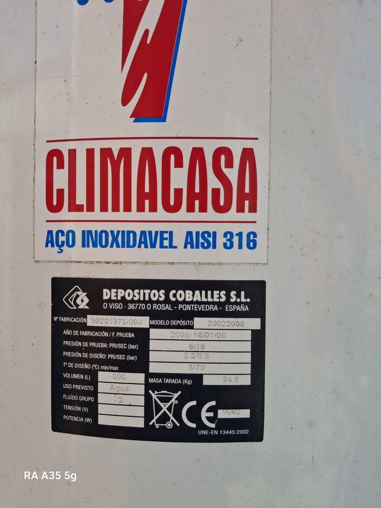 Depósito 300l Aço inox com resistencia queimada