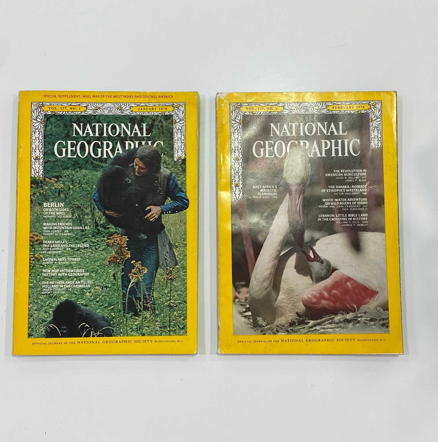 Conjunto de 5 revistas National Geographic Ano 1970 - Inglês