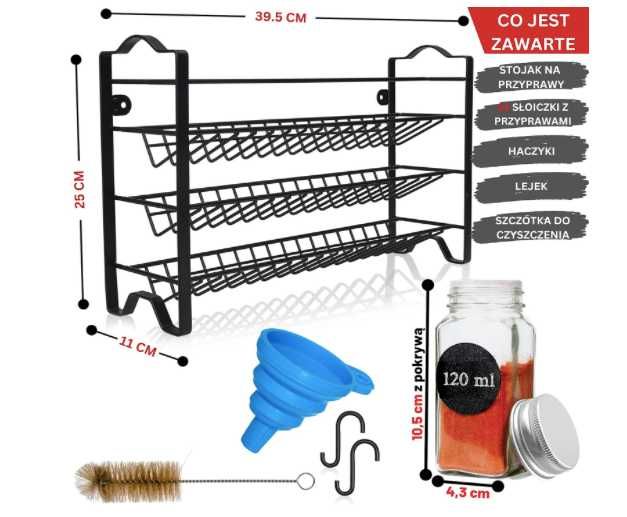 Regał na przyprawy ze słoiczkami organizer na przyprawy pojemniki