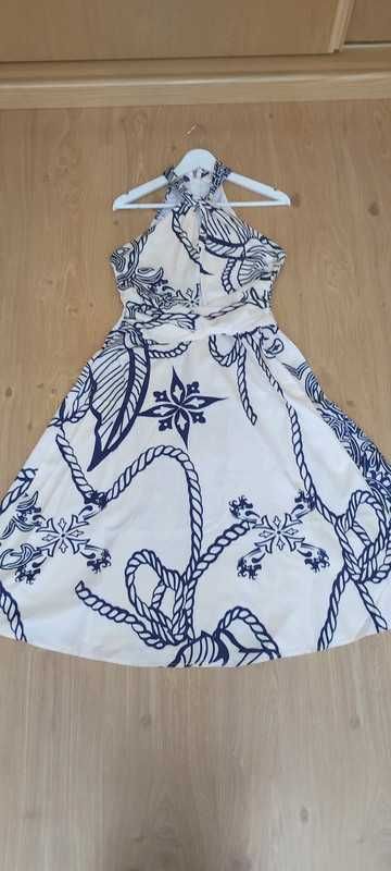 Vestido Fresco branco e azul