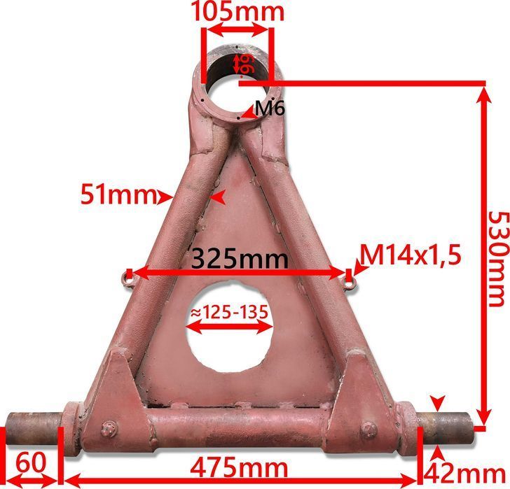 Dyszel 530 mm FI 42 Przyczepy WT 12 ZACZEP [1001]