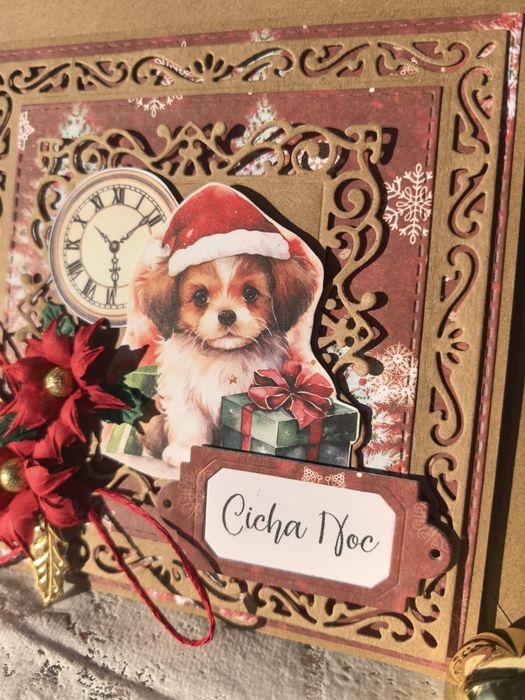 Ręcznie robiona kartka bożonarodzeniowa w kopercie